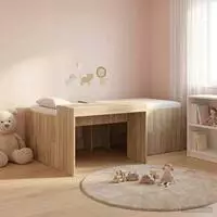vidaXL Hochbett mit Schreibtisch f&uuml;r Kinder Sonoma-Eiche 90 x 200 cm
