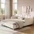 MODFU Kinderbett aus Samt, beige, 140x190cm, mit Rausfallschutz und Lattenrost