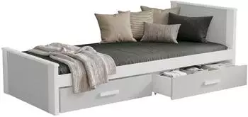 Mirjan24 Jugendbett Aldo 90x200, 2 Schubladen, wei&szlig;/grau (800001997676)
