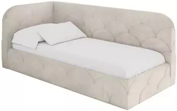 ALTDECOR ELRY Jugendbett mit Bettkasten, Velours, beige, 100x200cm (800001942467)