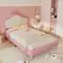 Stilvora Prinzessinbett Kinderbett mit Krone, LED, 90x200cm, rosa/weiß (KABT62HDK258E)
