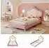 Stilvora Prinzessinbett Kinderbett mit Krone, LED, 90x200cm, rosa/weiß (KABT62HDK258E)