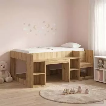 vidaXL Kinderbettgestell mit Stauraum, Artisan-Eiche, 80x160cm
