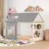 OKWISH Hausbett mit Dach & Fenster, Holz, 90x200cm, grau