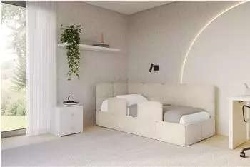 ALTDECOR KIVY Jugendbett mit Bettkasten, 90x200cm, beige (800001932049)