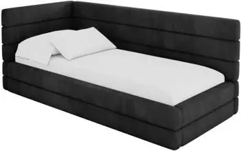 ALTDECOR BEMY Jugendbett mit Bettkasten, 100x200cm, schwarz (800001941492)