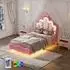 Stilvora Kinderbett mit LED, 90x200cm, PU rosa, höhenverstellbar (KABG5IDA5R5)