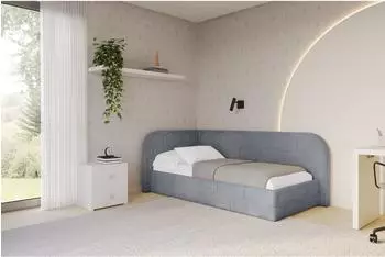 ALTDECOR JAXY Jugendbett mit Bettkasten, Polsterbett 100x200cm, grau (800001941648)
