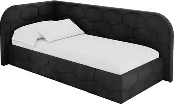 ALTDECOR JAXY Jugendbett mit Bettkasten, 100x200cm, schwarz (800001942815)