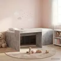vidaXL Hochbett mit Schreibtisch f&uuml;r Kinder Betongrau 90 x 200 cm