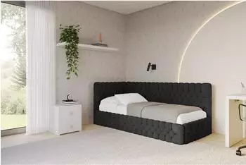 ALTDECOR MULY Jugendbett mit Bettkasten, 90x200cm, schwarz (800001939523)