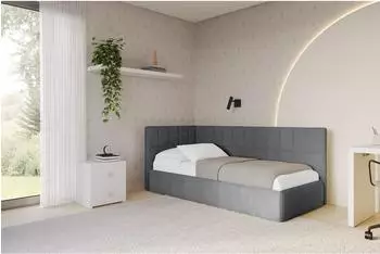 ALTDECOR TULY Jugendbett mit Bettkasten 90x200, dunkelgrau, Polsterbett