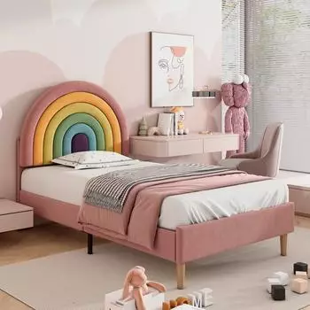 Stilvora Polsterbett Kinderbett Samt rosa 90x200cm (KABMFIQP7KRI5R)