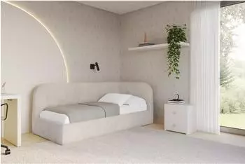 ALTDECOR ELRY Jugendbett mit Bettkasten und Lattenrost, 100x200cm, beige (800001941627)