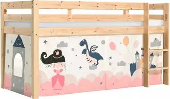 Vipack PINO halbhohes Bett 90x200 "Princess Sophie", Kiefer massiv natur