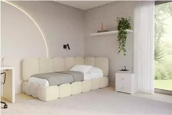 ALTDECOR AVRY Jugendbett mit Bettkasten 100x200cm, beige (800001942784)