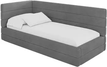 ALTDECOR BEMY Jugendbett mit Bettkasten und Lattenrost, 80x200cm, dunkelgrau (800001941579)