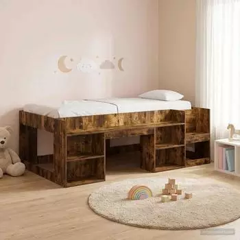 vidaXL Kinderbettgestell mit Stauraum R&auml;uchereiche 90x200cm