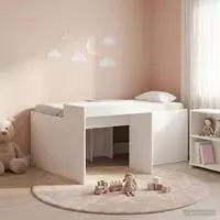 vidaXL Hochbett mit Schreibtisch f&uuml;r Kinder Wei&szlig; 80 x 160 cm