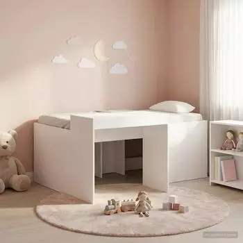 vidaXL Hochbett mit Schreibtisch für Kinder, weiß, 80x160cm (3422667)