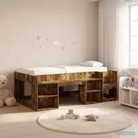 vidaXL Kinderbettgestell mit Stauraum R&auml;uchereiche 80 x 200 cm
