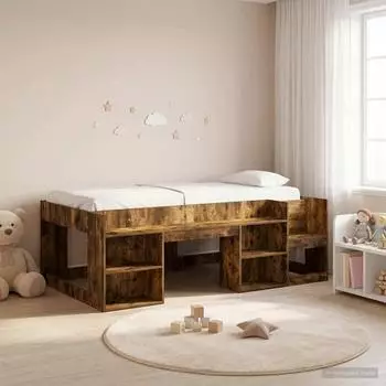 vidaXL Kinderbettgestell mit Stauraum R&auml;uchereiche 80x200cm (3422599)
