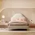 Stilvora Kinderbett mit Wolken-Kopfteil und LED, Samt, beige, 90x200cm (KABQ2R6JC8LL4O)