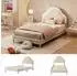 Stilvora Kinderbett mit Wolken-Kopfteil und LED, Samt, beige, 90x200cm (KABQ2R6JC8LL4O)
