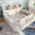 OKWISH Kinderbett Bodenbett 140x190cm, weiß, Rausfallschutz, Tür & Regal