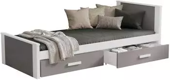 Mirjan24 Jugendbett 90x200cm, Kiefer, 2 Schubladen, wei&szlig;/Tr&uuml;ffeleiche (800001997669)