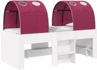 vidaXL Hochbett f&uuml;r Kinder mit Tunnel 3 stk. Wei&szlig; und Rot