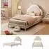OKWISH Polsterbett 90x200 Kinderbett Wolkenkopfteil LED-Streifen Samt beige