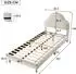 OKWISH Polsterbett 90x200 Kinderbett Wolkenkopfteil LED-Streifen Samt beige