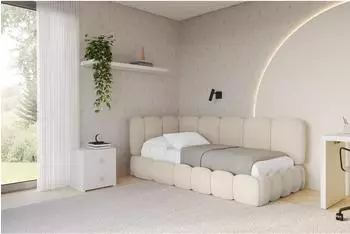 ALTDECOR AVRY Jugendbett mit Bettkasten und Lattenrost, 80x200cm, beige (800001941906)