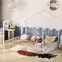OKWISH Hausbett Metall 140x200cm, weiß, ohne Matratze