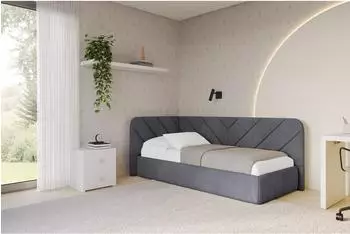 ALTDECOR FIKY Jugendbett mit Bettkasten und Lattenrost, 100x200cm, dunkelgrau (800001942193)