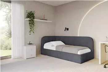 ALTDECOR ELRY Jugendbett mit Bettkasten, Velours, dunkelgrau, 80x200cm (800001942439)