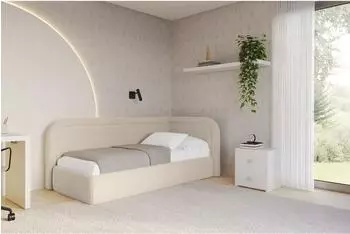 ALTDECOR Jovy Jugendbett mit Bettkasten und Lattenrost, 80x200cm, dunkelbeige (800001942566)