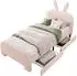 OKWISH Kinderbett Kaninchenkopf Polster rosa 90x200cm mit 2 Schubladen