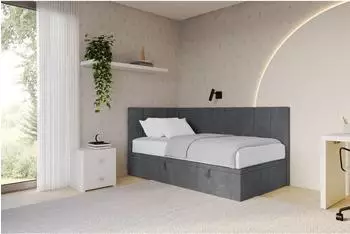 ALTDECOR Lovy Jugendbett mit Bettkasten, 80x200cm, dunkelgrau (800001608989)