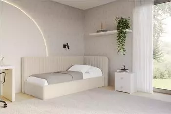 ALTDECOR Aury Jugendbett mit Bettkasten und Lattenrost, 100x200cm, dunkelbeige (800001941654)