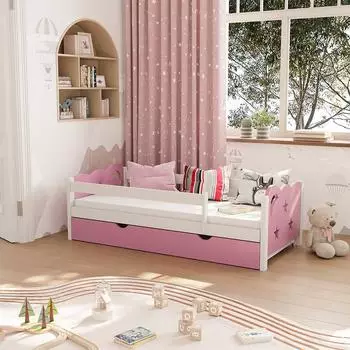 VitaliSpa Jessica Kinderbett 80x160cm rosa, mit Schublade und Matratze (40340)