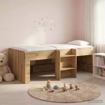 vidaXL Hochbett für Kinder Artisan-Eiche 98,5x200cm Holzwerkstoff