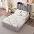 Stilvora Polsterbett 90x200cm mit Stauraum, USB & Leselampe, Samt, grau (KABMEZOIZ1Y98)