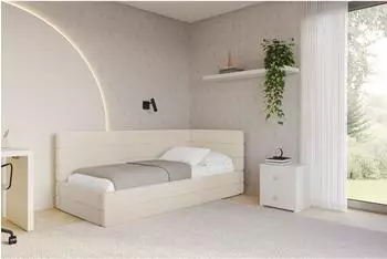 ALTDECOR BEMY Jugendbett mit Bettkasten & Lattenrost, beige, 80x200cm