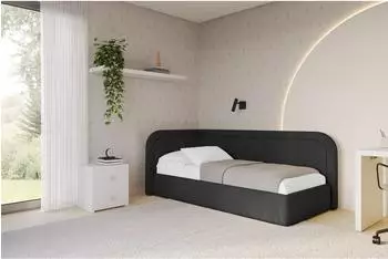 ALTDECOR Jovy Jugendbett mit Bettkasten, Polster, schwarz, 80x200cm (800001942036)