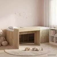 vidaXL Hochbett mit Schreibtisch f&uuml;r Kinder Sonoma-Eiche 80 x 200 cm