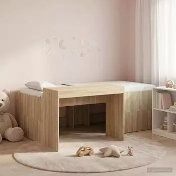 vidaXL Hochbett mit Schreibtisch für Kinder, Sonoma-Eiche, 80x200cm (3422645)