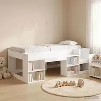 vidaXL Kinderbettgestell mit Stauraum Wei&szlig; 90 x 200 cm Holzwerkstoff