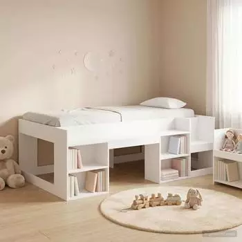 vidaXL Kinderbettgestell mit Stauraum, wei&szlig;, 90x200cm, Holzwerkstoff